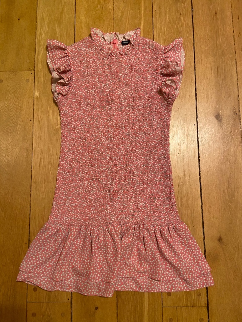 French Connection Pink Floral Smocked Drop-Waist Mini Dress Size M
